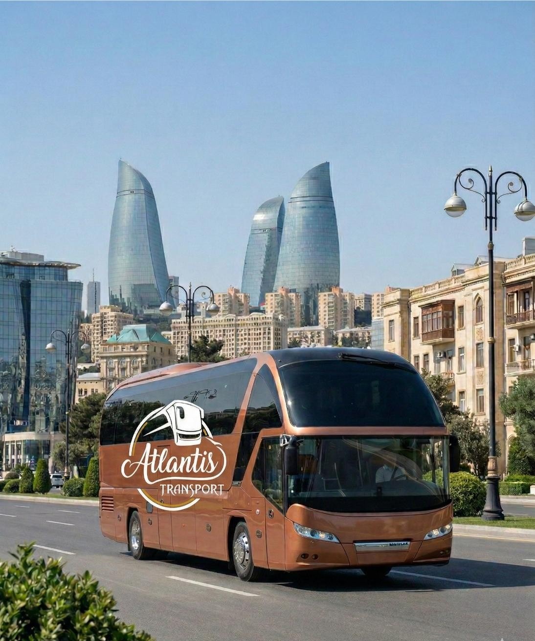 Neoplan Bus in front of Flame Towers